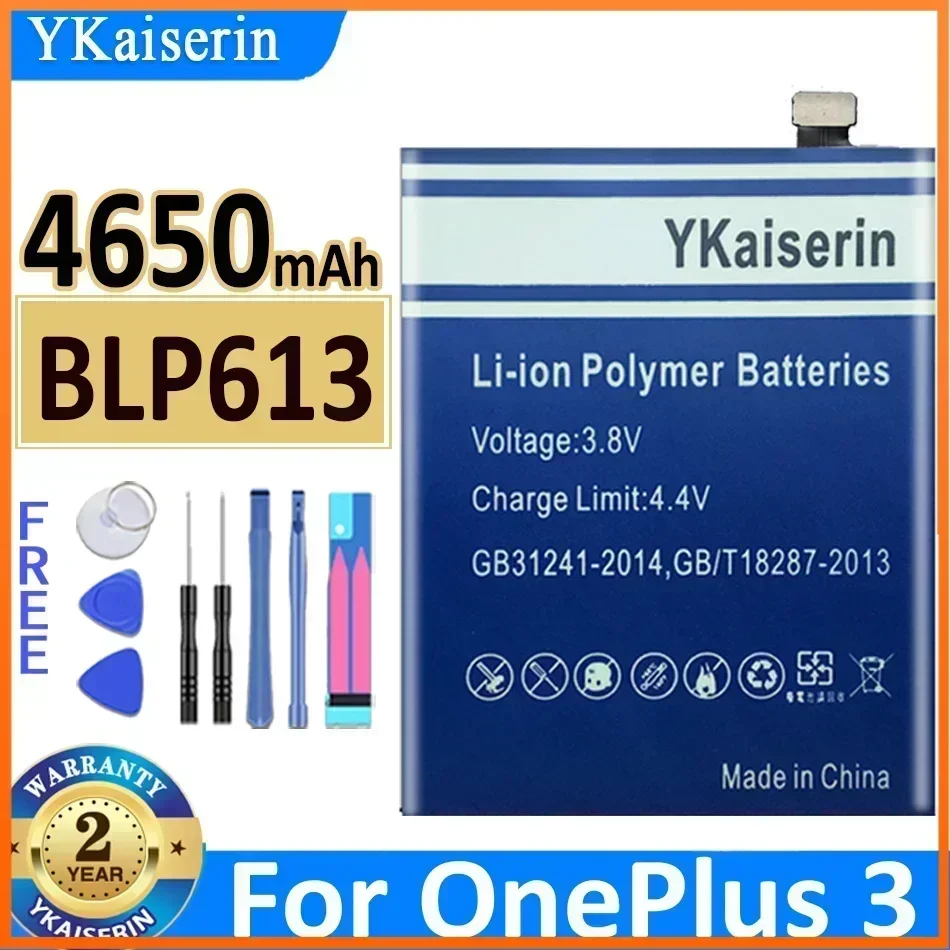 YKaiserin BLP613 Batterry for OnePlus 3 OnePlus3 OnePlus 1+ 1 A0001 3 Three 3T 5/5T 6 2 6T/7 + Bateria
YKaiserin BLP613 Batterry for OnePlus 3 OnePlus3 OnePlus 1+ 1 A0001 3 Three 3T 5/5T 6 2 6T/7 + Bateria