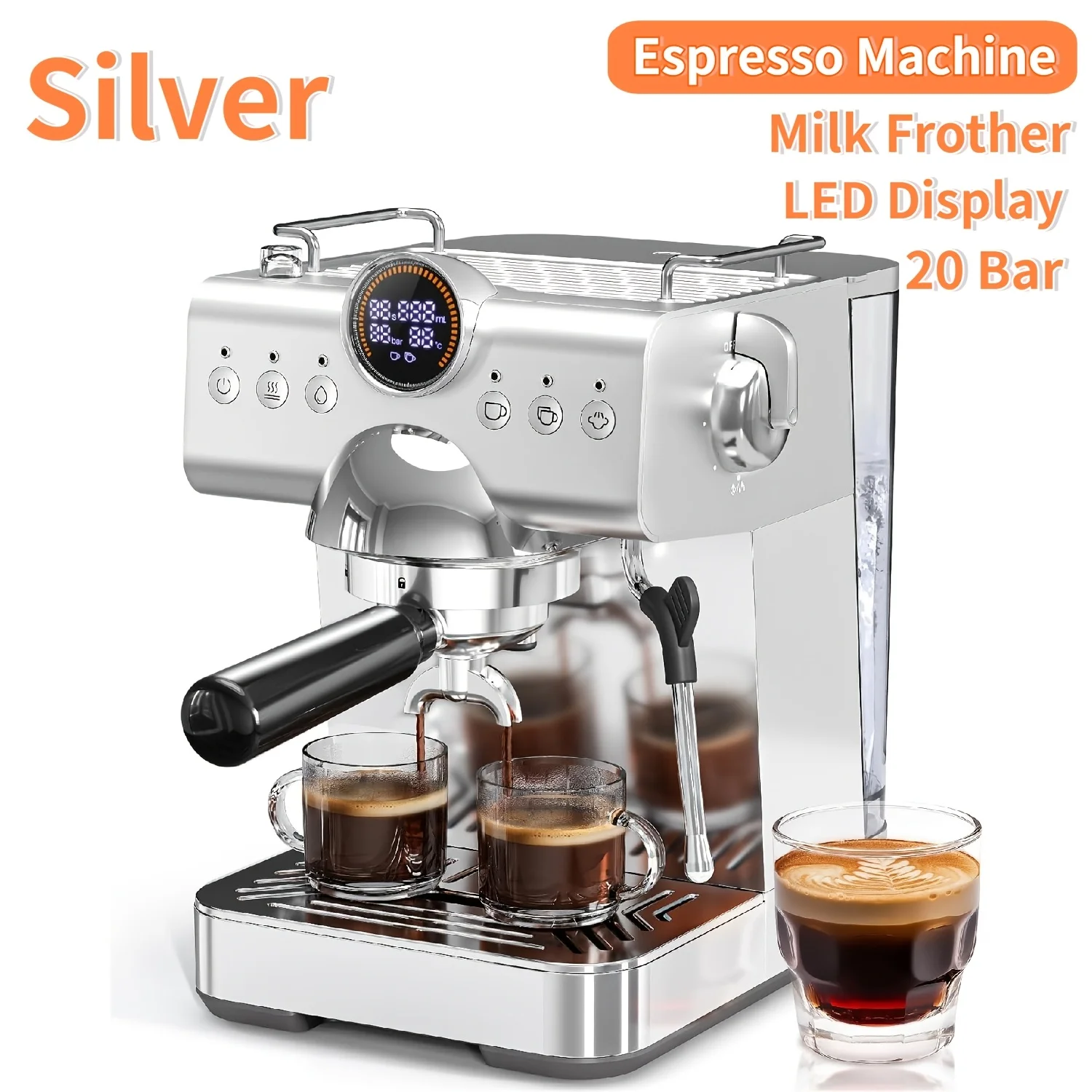 20 Bar Espresso Machine with Cold Brew, Professional Expresso Machines for Home, Stainless Steel Espresso Maker with Milk Frother, Auto Sleep Mode, 50.72oz Removable Water Tank, for Latte, Cappuccino
20 Bar Espresso Machine with Cold Brew, Professional Expresso Machines for Home, Stainless Steel Espresso Maker with Milk Frother, Auto Sleep Mode, 50.72oz Removable Water Tank, for Latte, Cappuccino