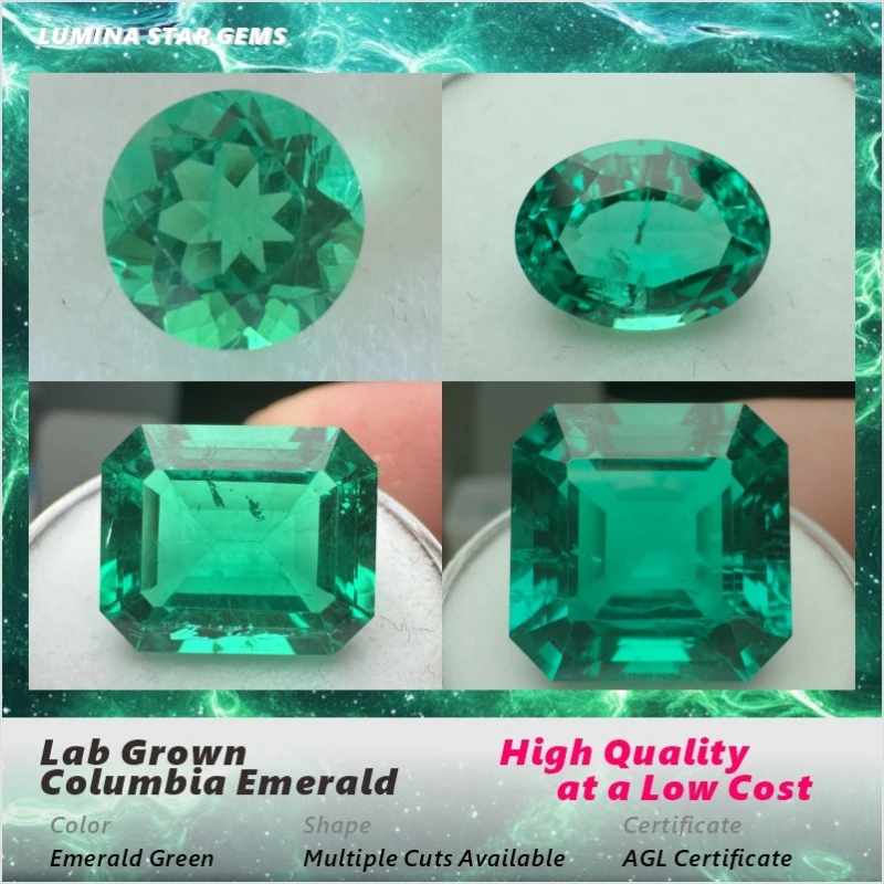Lab Grown Colombian Emerald Stone High Quality Multiple Cuts Available Hydrothermal Hand-cutting Selectable AGL Certificate
Lab Grown Colombian Emerald Stone High Quality Multiple Cuts Available Hydrothermal Hand-cutting Selectable AGL Certificate