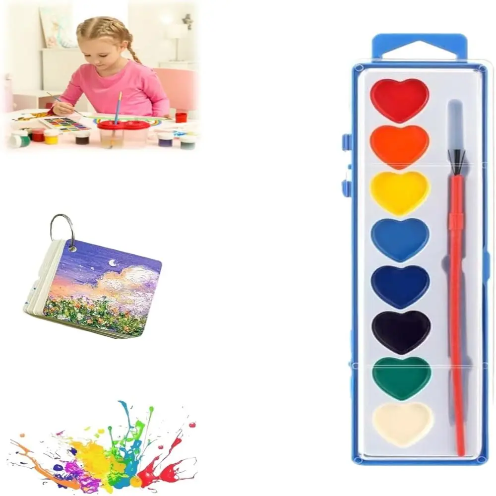 Набор акварельных красок из 8 цветов в форме сердца с кистью-ручкой, портативная палитра для акварели, твердые акварельные краски
Набор акварельных красок из 8 цветов в форме сердца с кистью-ручкой, портативная палитра для акварели, твердые акварельные краски