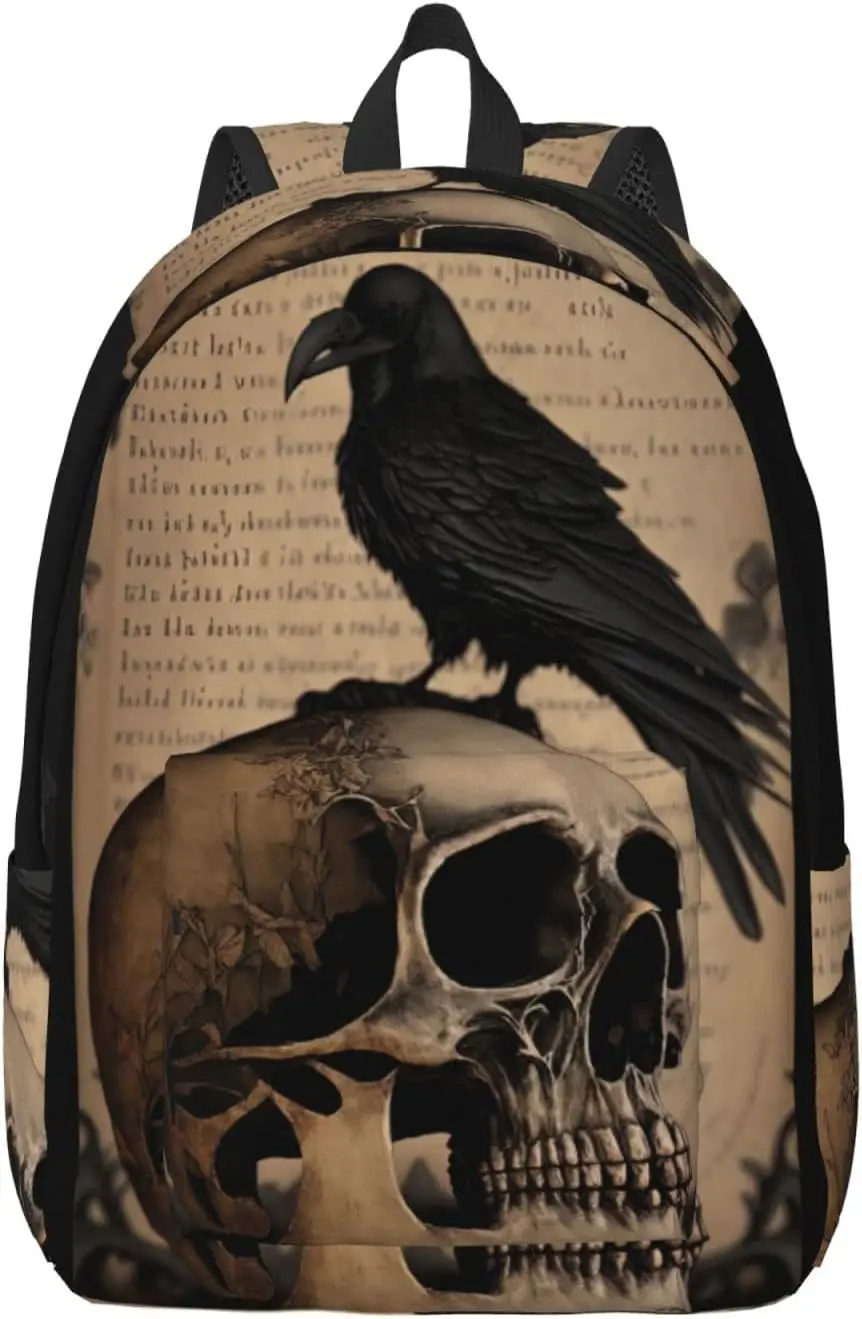 Рюкзак с вороном и черепом с регулируемыми ремнями подходит для путешествий и пикников
Рюкзак с вороном и черепом с регулируемыми ремнями подходит для путешествий и пикников