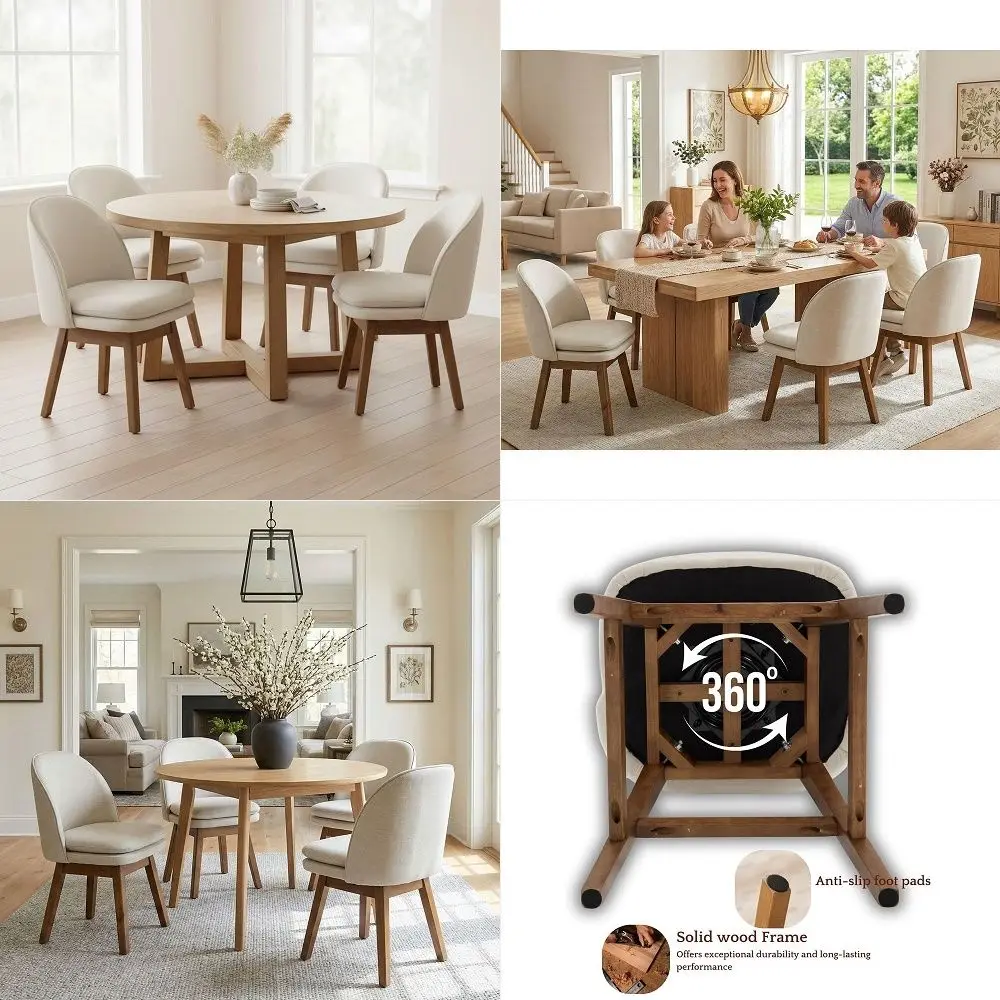 Modern Swivel Dining Chairs Set of 4, MidCentury 19 Inch Dining Chairs with Backrests and Beech Wood Legs, Linen Upholstered Si
Modern Swivel Dining Chairs Set of 4, MidCentury 19 Inch Dining Chairs with Backrests and Beech Wood Legs, Linen Upholstered Si