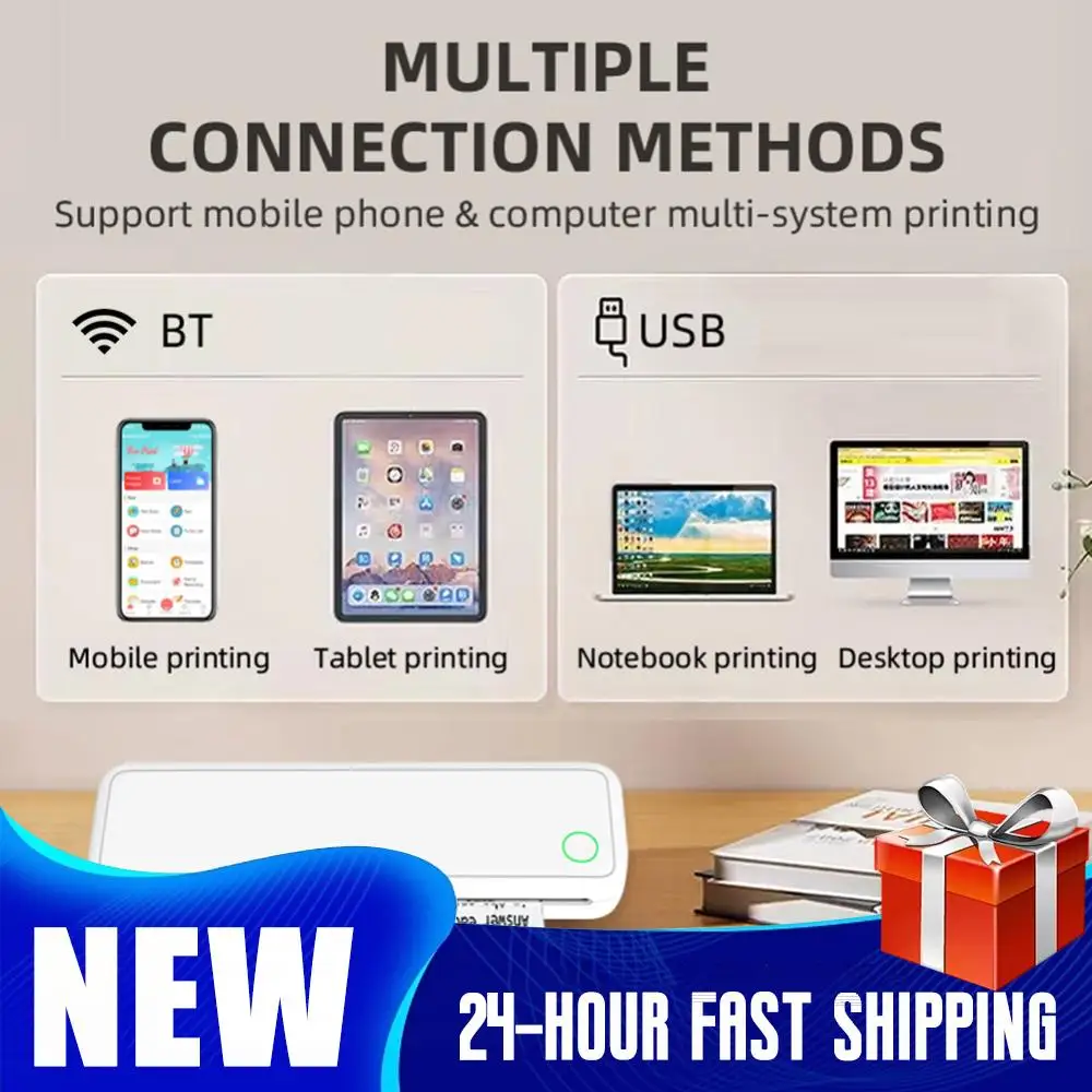 Wireless Portable Printer Inkless BT Min Portable A4 Label Maker with Printing Paper Document Printing Maker for Smartphone & PC
Wireless Portable Printer Inkless BT Min Portable A4 Label Maker with Printing Paper Document Printing Maker for Smartphone & PC