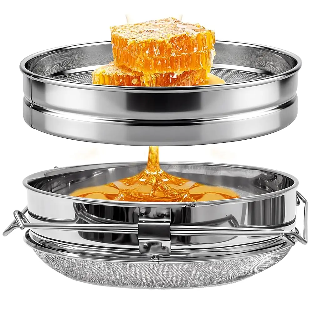 Food-Grade Honey Strainer Double Sieve, Stainless Steel Honey Extractor Strainer Fits 5 Gallon Bucket for Beekeeping Honey Ha
Food-Grade Honey Strainer Double Sieve, Stainless Steel Honey Extractor Strainer Fits 5 Gallon Bucket for Beekeeping Honey Ha