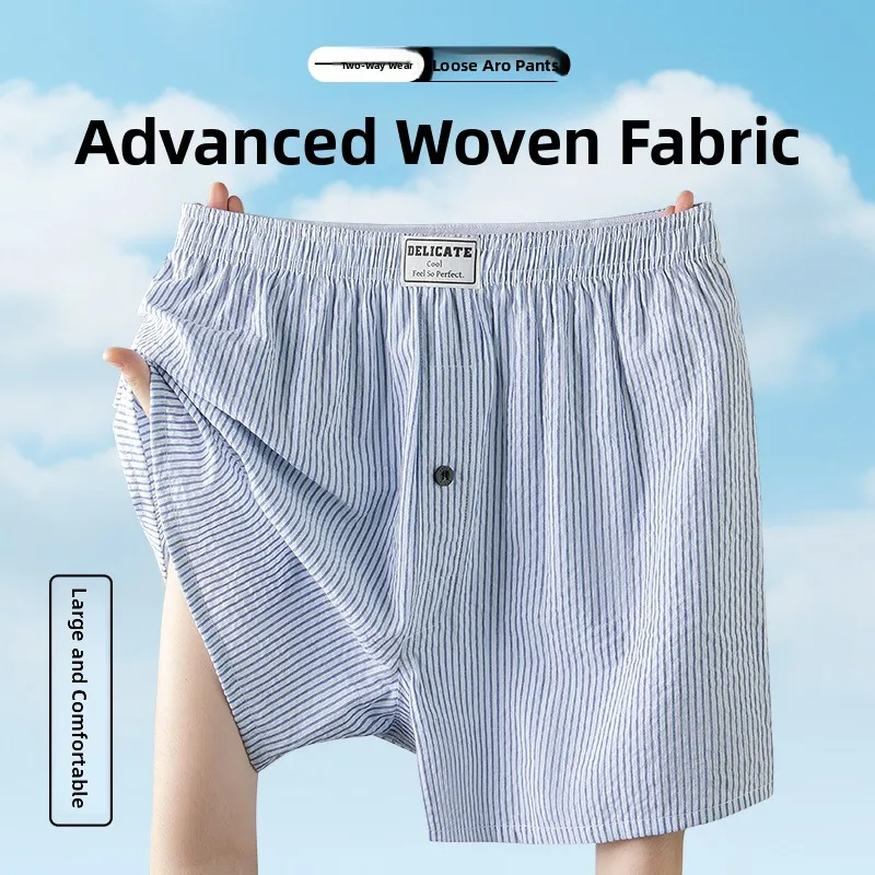 Comfortable Cotton Weave Boxer Shorts for Men Anti-Wrinkle Two-Way Wear Loose Fit Breathable Striped Men's Underwear
Comfortable Cotton Weave Boxer Shorts for Men Anti-Wrinkle Two-Way Wear Loose Fit Breathable Striped Men's Underwear
