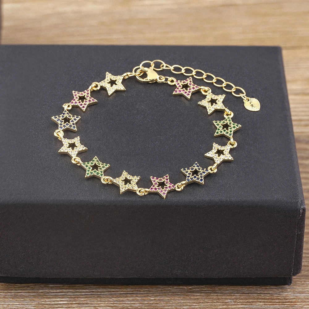 Nidin Shiny White/Colorful Colors Crystal Bracelet For Women Rhinestone Zircon Star Shape Lucky Wrist Bangle Exquisite Jewelry
Nidin Shiny White/Colorful Colors Crystal Bracelet For Women Rhinestone Zircon Star Shape Lucky Wrist Bangle Exquisite Jewelry