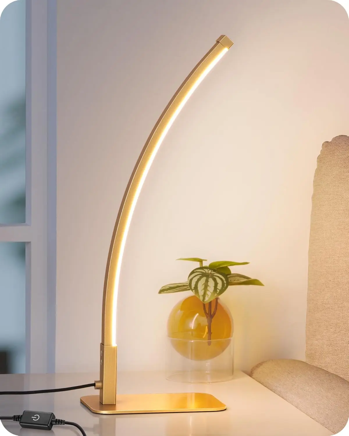 Modern Curved LED Table Lamp with 3 Color Temperatures & Stepless Dimming, Touch Control, Eye-Friendly Silicone Shade, Stable Base, Energy-Saving, Gold
Modern Curved LED Table Lamp with 3 Color Temperatures & Stepless Dimming, Touch Control, Eye-Friendly Silicone Shade, Stable Base, Energy-Saving, Gold