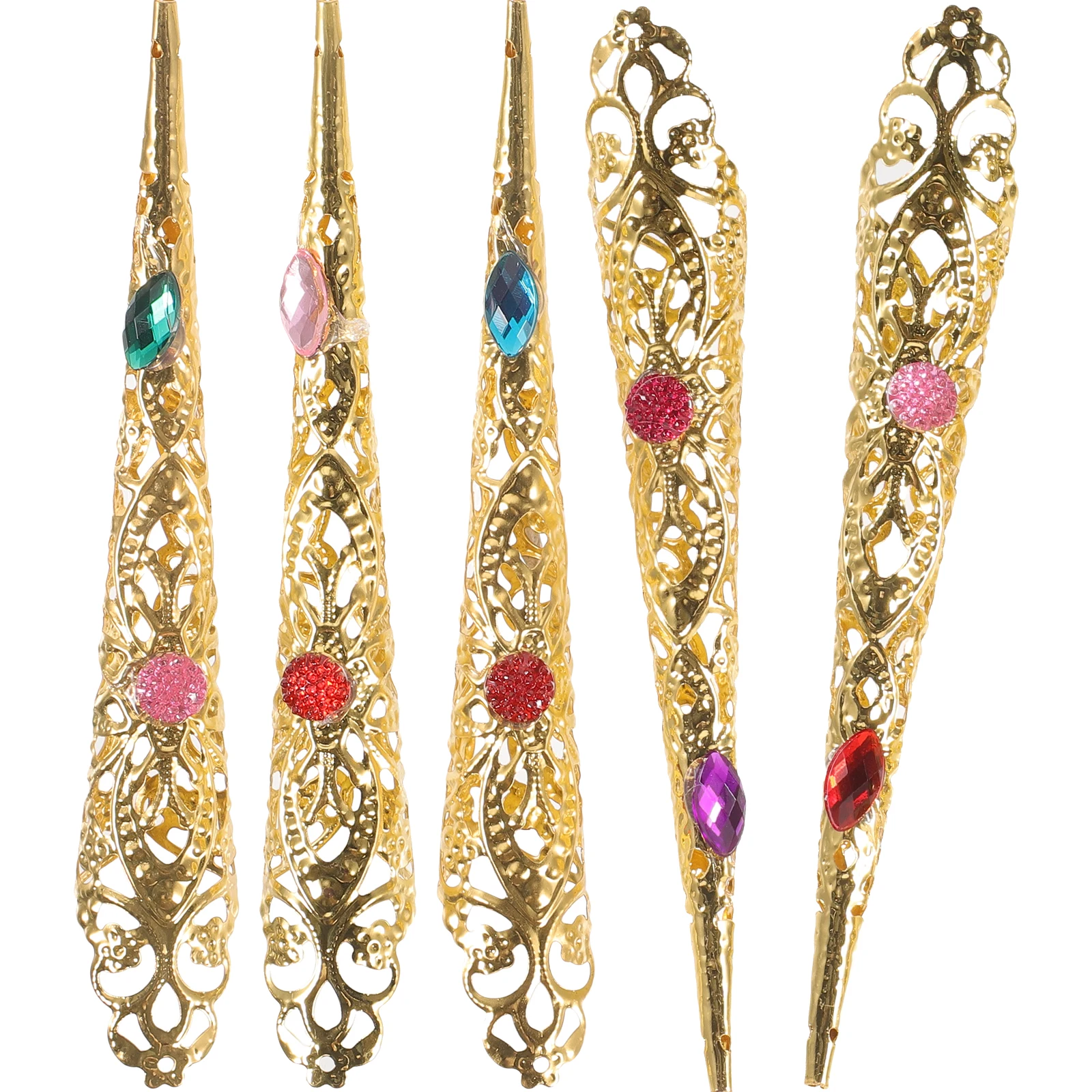 5 Pcs Long Nails Fake Halloween Costumes Ancient Queen Fingernail Tip Claw Rings Tips False Claws Metal Aluminum Alloy
5 Pcs Long Nails Fake Halloween Costumes Ancient Queen Fingernail Tip Claw Rings Tips False Claws Metal Aluminum Alloy