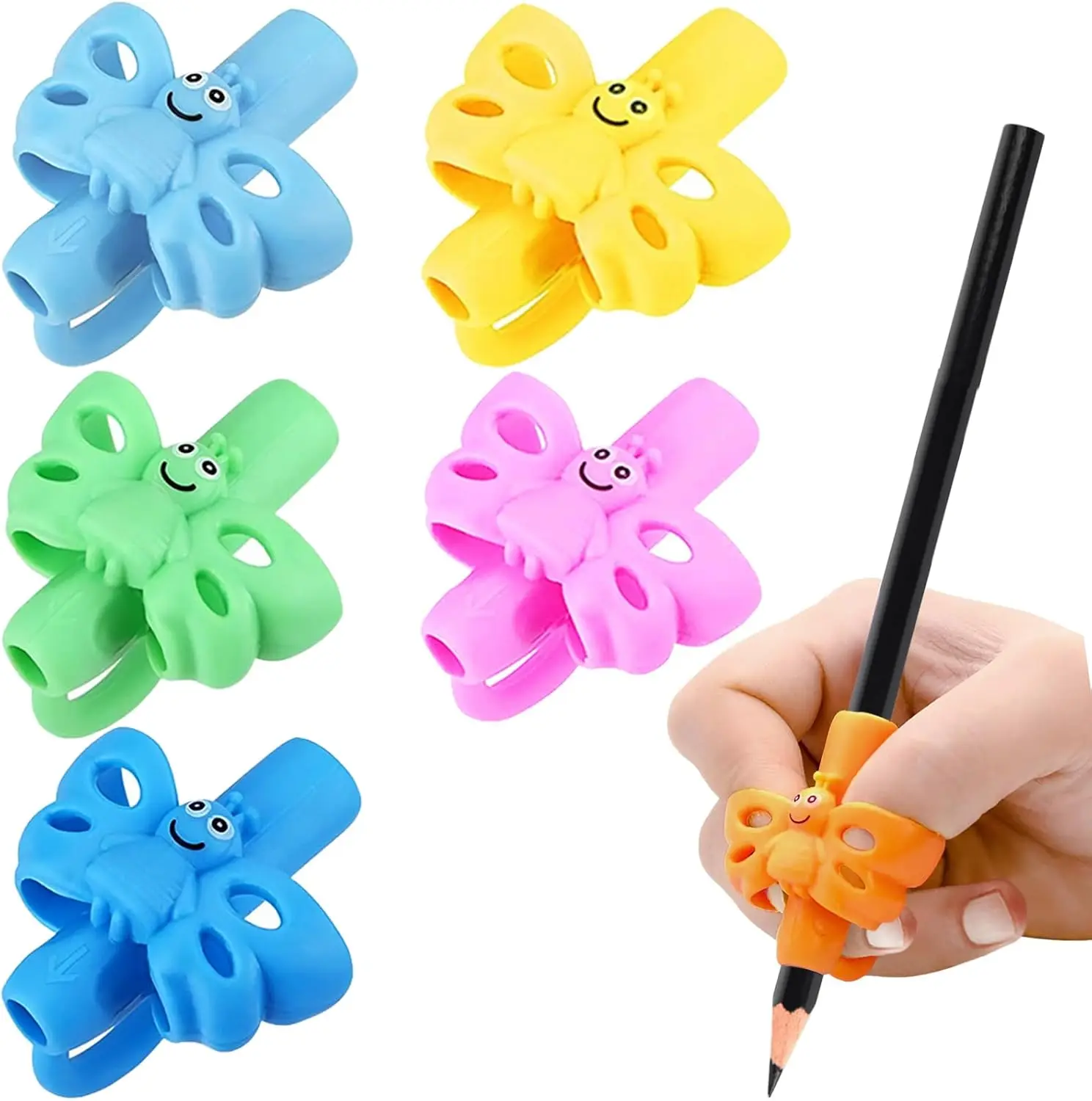 6-Pack Ergonomic Pencil Grips for Kids, Handwriting Aid, Cute Butterfly Design, Right & Left Hand Use
6-Pack Ergonomic Pencil Grips for Kids, Handwriting Aid, Cute Butterfly Design, Right & Left Hand Use