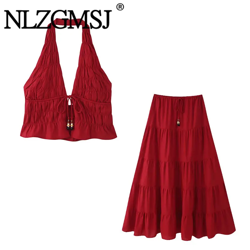 NLZGMSJ 2026 Summer Casual Women Suit Sleeveless Halter Short Tops Long Straight Ruffles Skirt Fashion Holiday Sets
NLZGMSJ 2026 Summer Casual Women Suit Sleeveless Halter Short Tops Long Straight Ruffles Skirt Fashion Holiday Sets