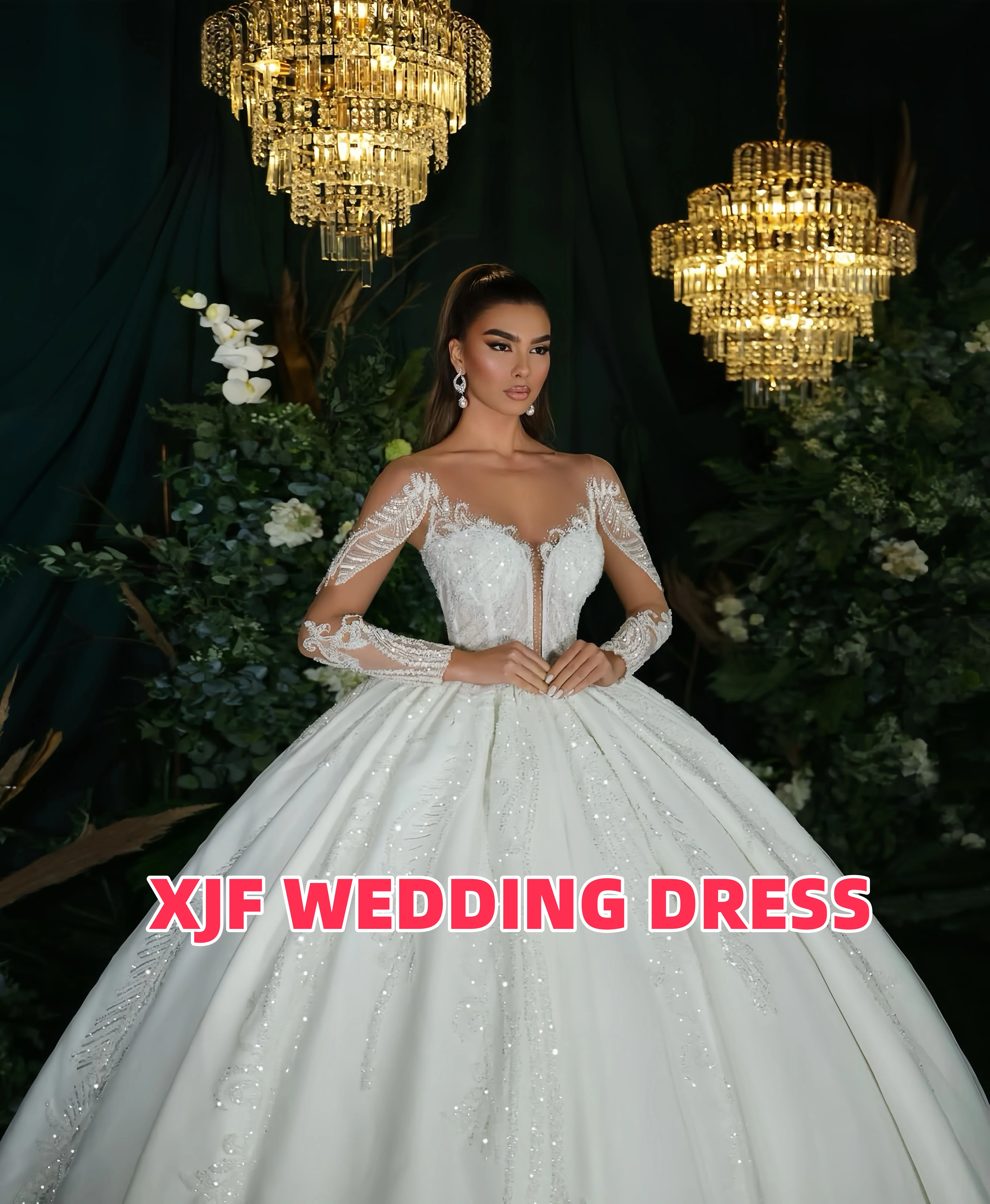 Роскошное свадебное платье по индивидуальному заказу, бальное платье с глубоким v-образным вырезом и длинными рукавами, расшитое бисером, свадебное платье robe de mariee, платья de novia
Роскошное свадебное платье по индивидуальному заказу, бальное платье с глубоким v-образным вырезом и длинными рукавами, расшитое бисером, свадебное платье robe de mariee, платья de novia