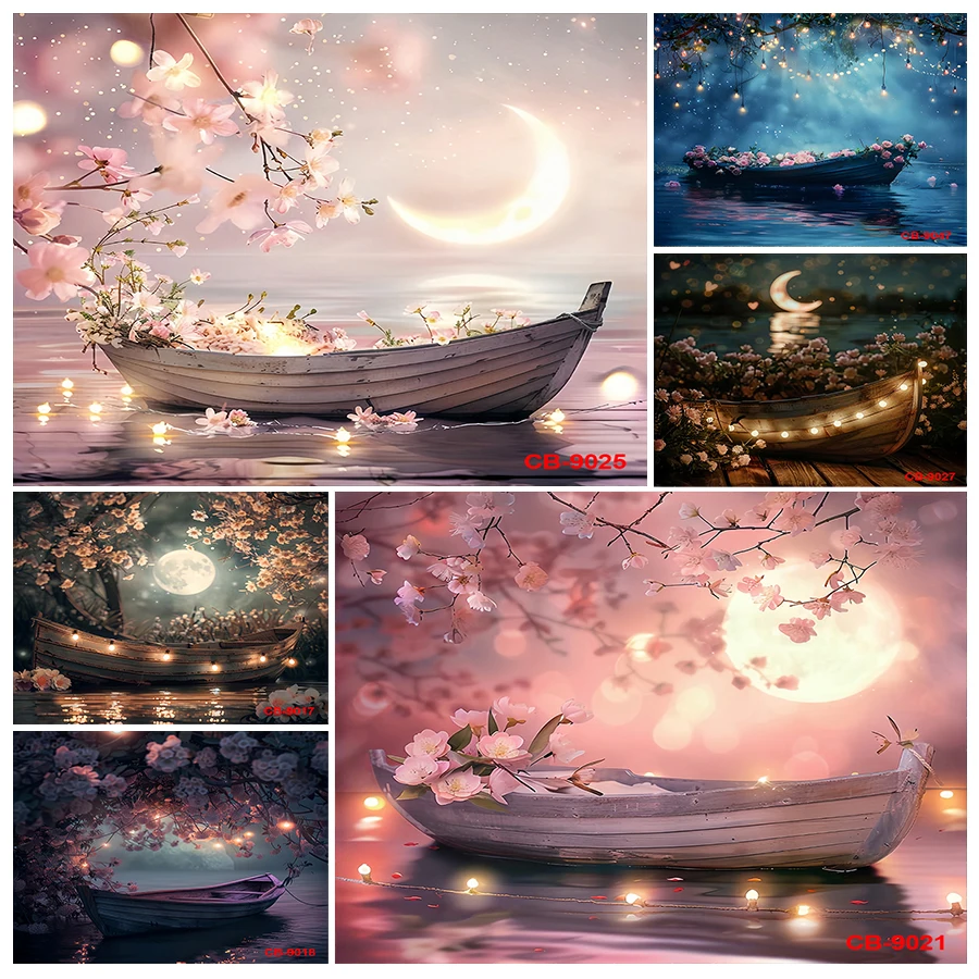 Photography Background Night Boat Flower Moon Flower Baby Shower Newborn Birthday Portrait Decor Backdrop Photo Studio Props
Photography Background Night Boat Flower Moon Flower Baby Shower Newborn Birthday Portrait Decor Backdrop Photo Studio Props