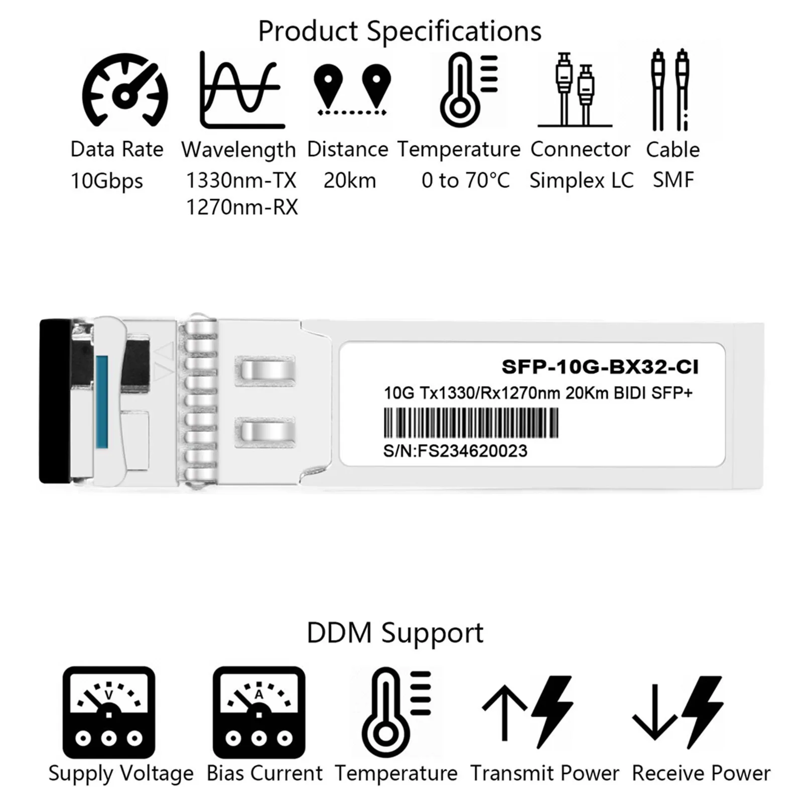 Пара приемопередатчиков 10G SFP+ Bidi, для Cisco SFP-10G-BXU-I, 1270 нм/1330 нм 20 км
Пара приемопередатчиков 10G SFP+ Bidi, для Cisco SFP-10G-BXU-I, 1270 нм/1330 нм 20 км
