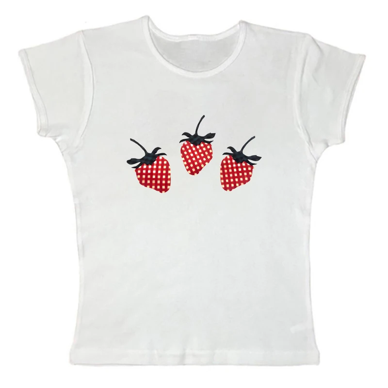 Y2K aesthetic cute strawberry print cute baby T-shirt summer E-girl crop top slim fit 90s Harajuku Gothic short sleeved T-shirt
Y2K aesthetic cute strawberry print cute baby T-shirt summer E-girl crop top slim fit 90s Harajuku Gothic short sleeved T-shirt