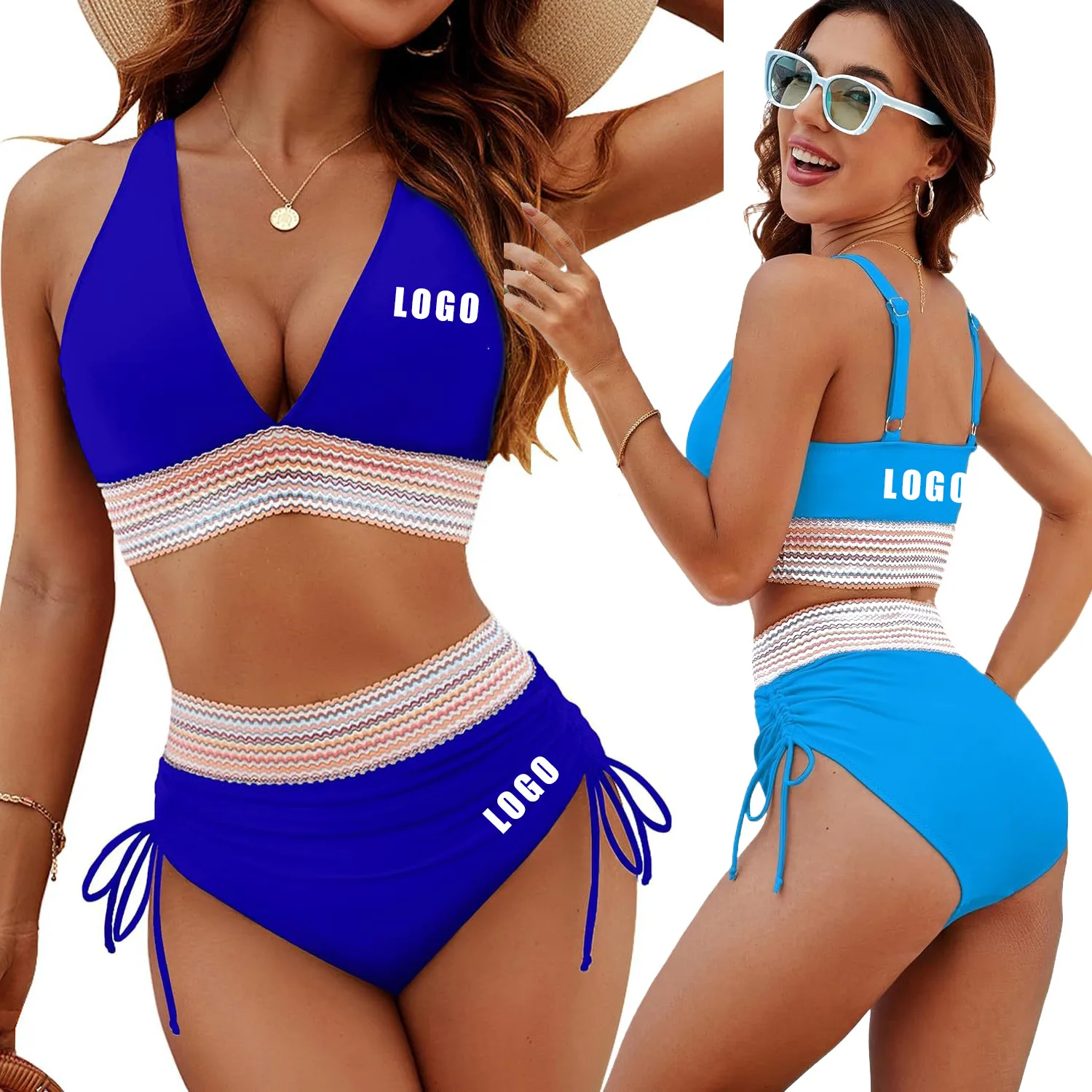 Customized LOGO Women's High Waist Bikini Split Set V-Neck Tether Bikini Gathering Swimsuit
Customized LOGO Women's High Waist Bikini Split Set V-Neck Tether Bikini Gathering Swimsuit