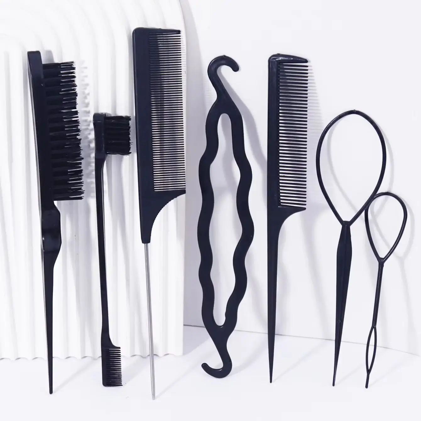 7pcs/set hair styling set,French braided hair tool,rat tail comb,nylon brush and edge brush Special for real hair wigs
7pcs/set hair styling set,French braided hair tool,rat tail comb,nylon brush and edge brush Special for real hair wigs