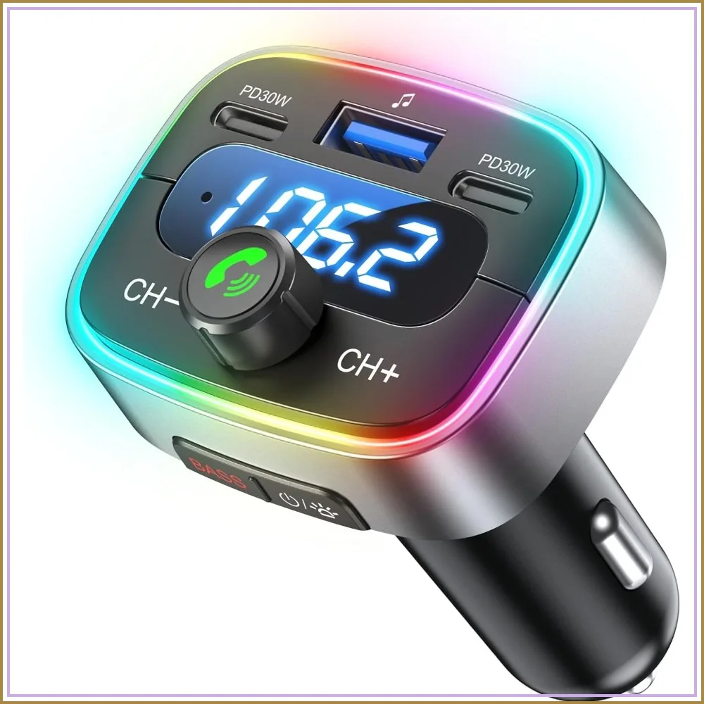 Bluetooth 5.4 Car Adapter 60W Charging, Wireless FM Transmitter, Hands-Free Calls, HiFi Music, 7-Color LED
Bluetooth 5.4 Car Adapter 60W Charging, Wireless FM Transmitter, Hands-Free Calls, HiFi Music, 7-Color LED