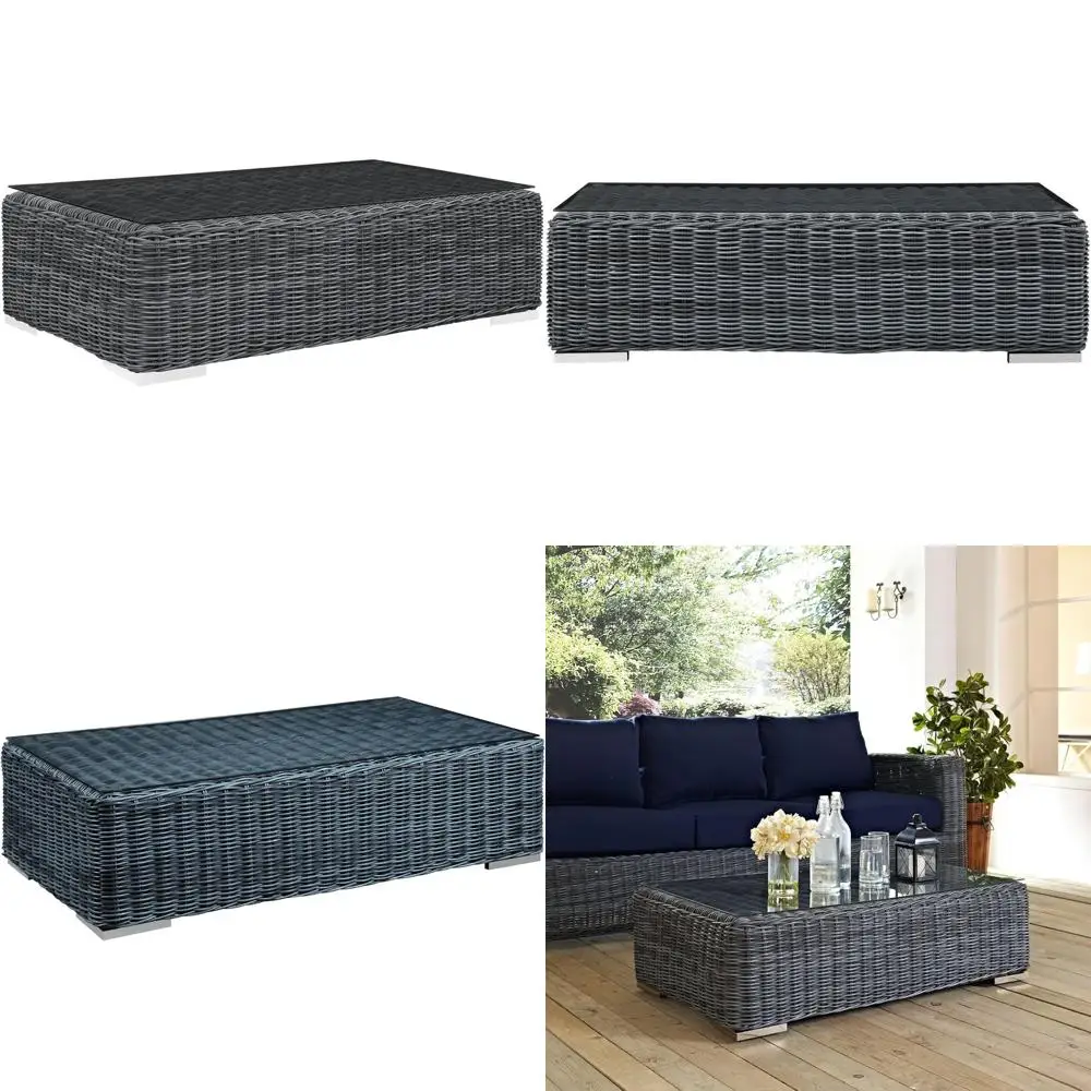 Серый плетеный журнальный столик из ротанга для патио на открытом воздухе
Серый плетеный журнальный столик из ротанга для патио на открытом воздухе