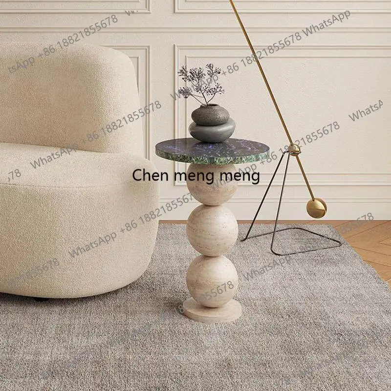 Nordic light luxury natural travertine sofa side few living room balcony movable small table high sense
Nordic light luxury natural travertine sofa side few living room balcony movable small table high sense