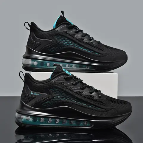 Men's casual sports shoes, fashionable and light sports shoes, autumn outdoor breathable mesh black running shoes plus size 48