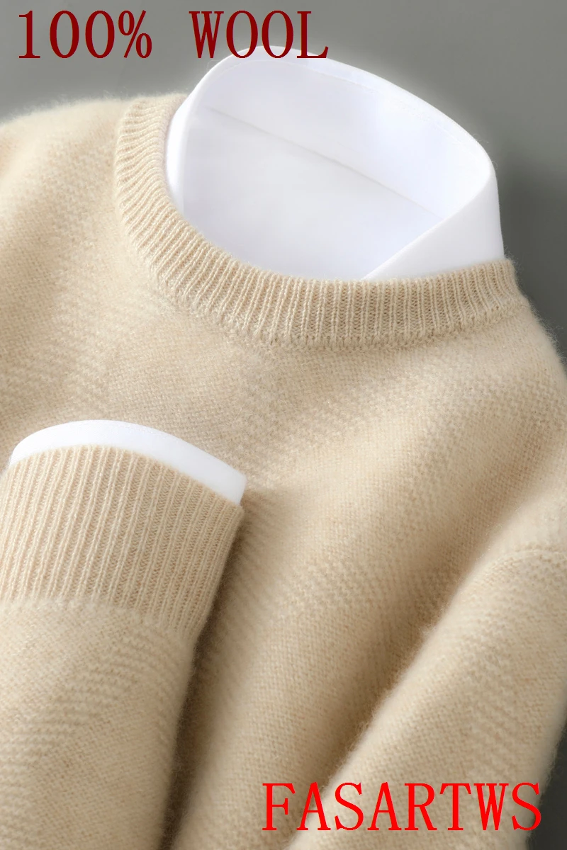 New100% Pure Australian Wool Sweater Men's Round Neck Pullover Thickened Warmth Autumn Winter High-End Chic Casual Knitted Top
New100% Pure Australian Wool Sweater Men's Round Neck Pullover Thickened Warmth Autumn Winter High-End Chic Casual Knitted Top
