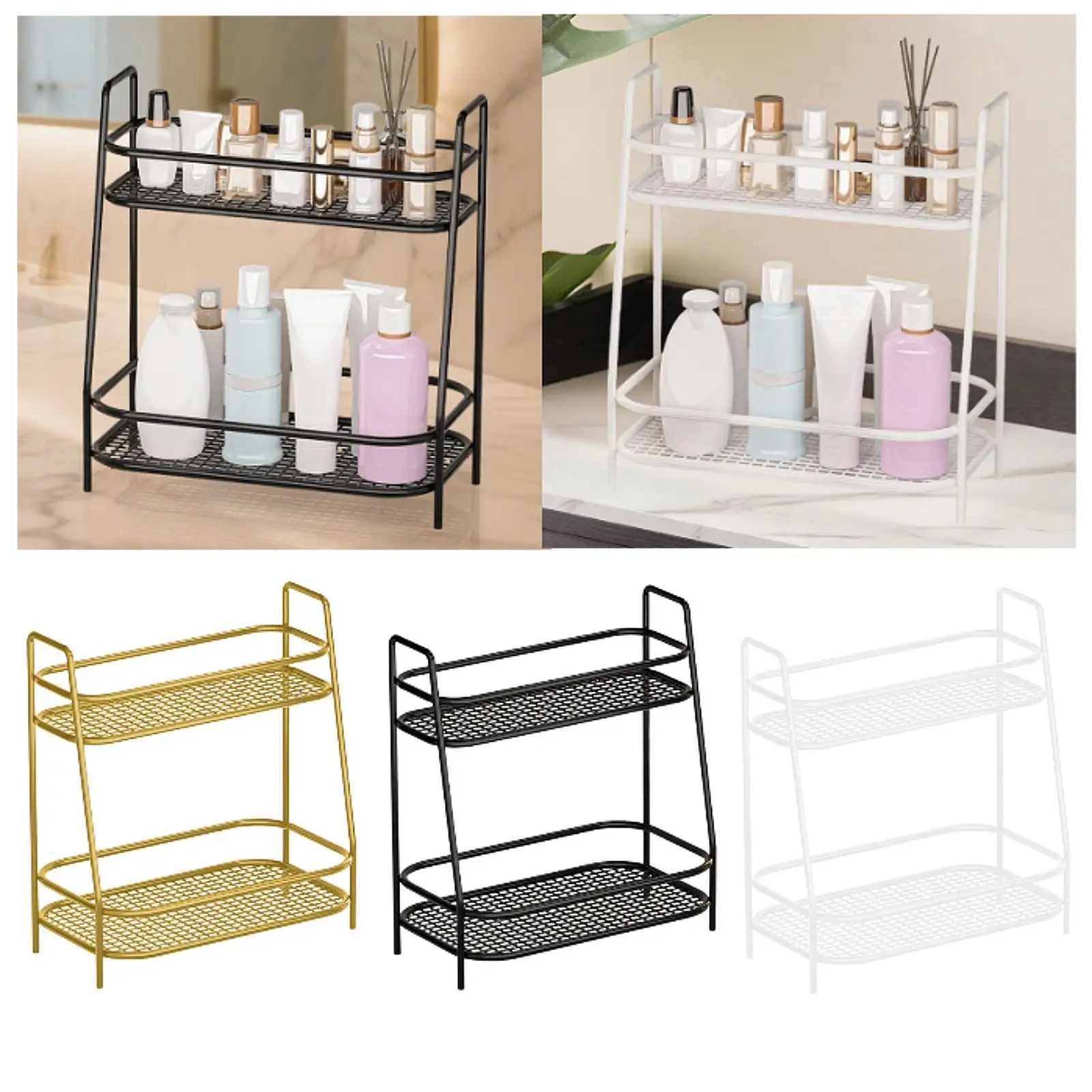 Double Layer Spice Rack, Storage Shelf for Bathroom And Kitchen Use