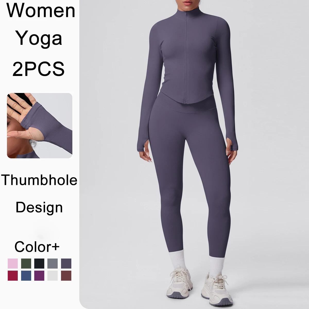 Women's Sports Gym Yoga Set Sportswear Stand Collar Yoga Zipper Long Sleeves Thumbhole Design High Waisted Push Up Yoga Pants
Women's Sports Gym Yoga Set Sportswear Stand Collar Yoga Zipper Long Sleeves Thumbhole Design High Waisted Push Up Yoga Pants
