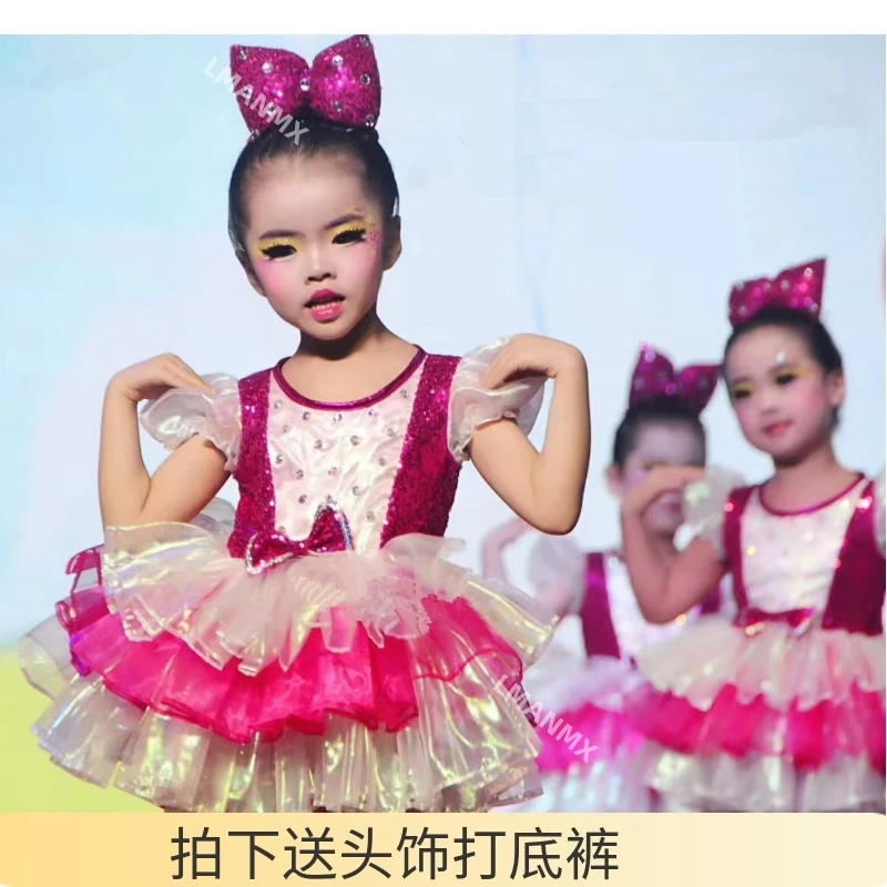 New children's dance fluffy jumpsuit, gauze dress, performance outfit, cute pink dress for kindergarten
New children's dance fluffy jumpsuit, gauze dress, performance outfit, cute pink dress for kindergarten