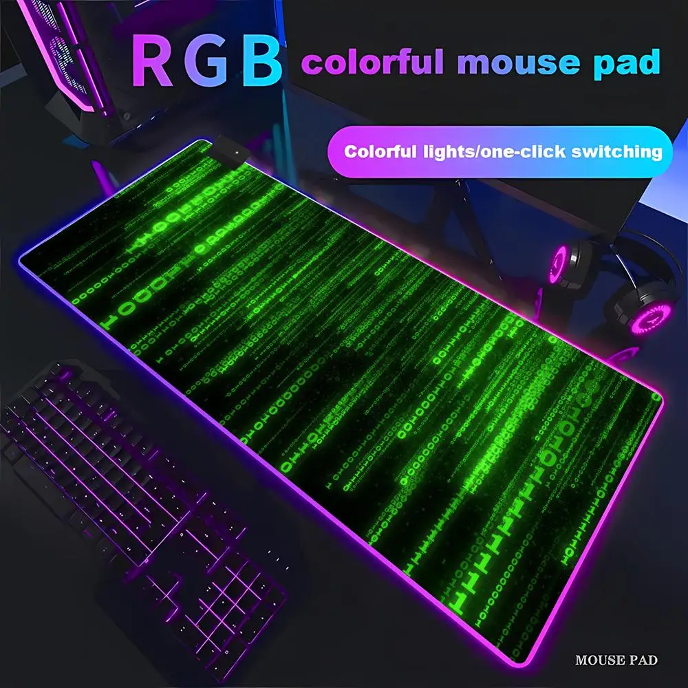 RGB Matrix Binary Code Mouse Pad Large Rubber Base Anti-slip Desk Accessories for Office & Gamer Keyboard Mats Decor Mat HYBXAXC
RGB Matrix Binary Code Mouse Pad Large Rubber Base Anti-slip Desk Accessories for Office & Gamer Keyboard Mats Decor Mat HYBXAXC