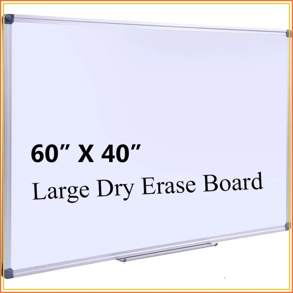 60" x 40" Magnetic Dry Erase Whiteboard with Pen Tray, Large Wall Mounted Aluminum Frame, Smooth Writing Surface for Office, Classroom & Home
60" x 40" Magnetic Dry Erase Whiteboard with Pen Tray, Large Wall Mounted Aluminum Frame, Smooth Writing Surface for Office, Classroom & Home