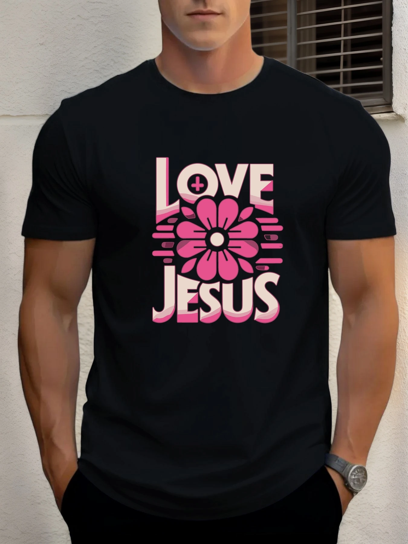 Men's cotton T-shirt, summer round neck short sleeves, love Jesus print breathable street clothing fashion cool T-shirt
Men's cotton T-shirt, summer round neck short sleeves, love Jesus print breathable street clothing fashion cool T-shirt