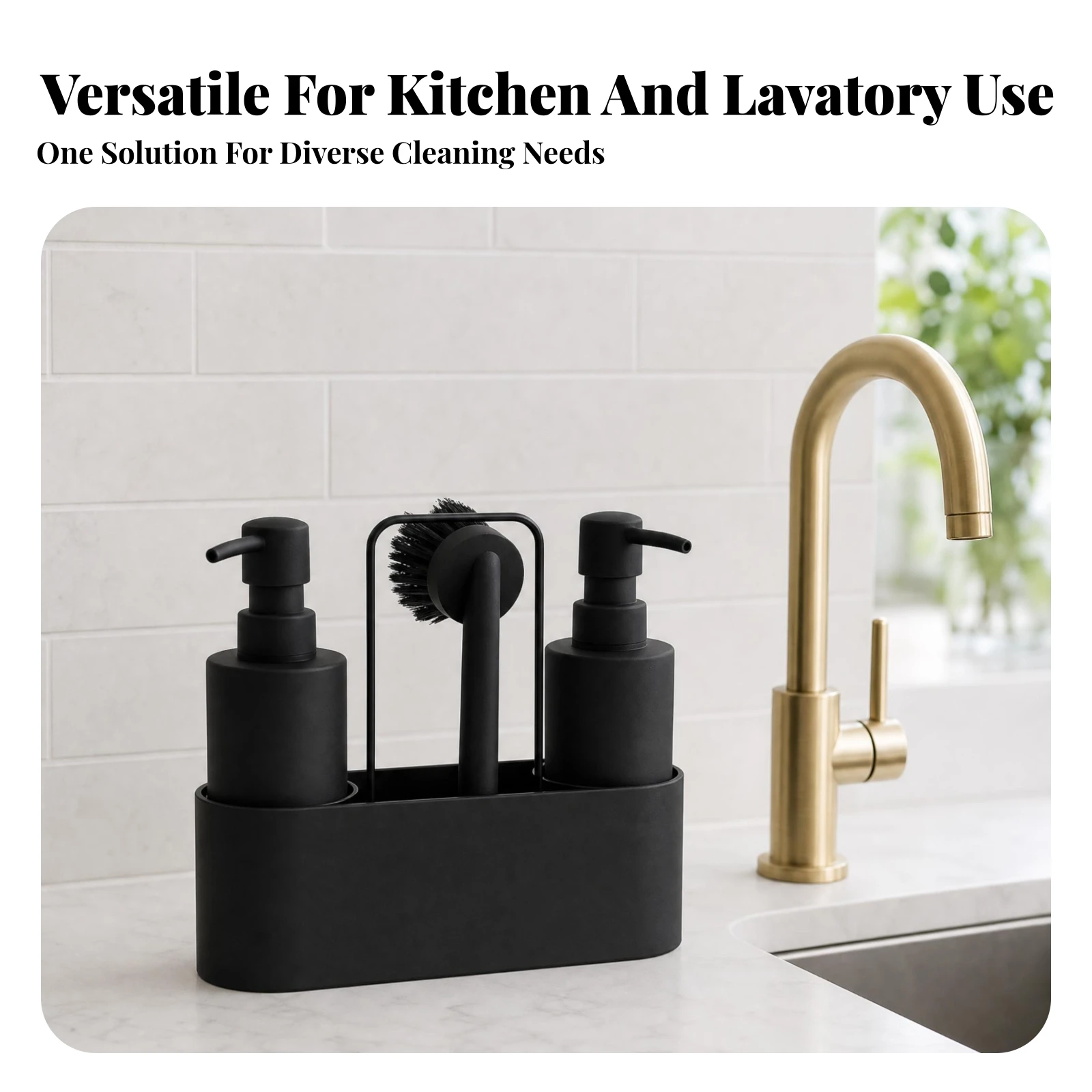 Countertop Soap Dispenser Holder Black Kitchen Soap Dispenser Set Brush Holder Holder Metal Handle
Countertop Soap Dispenser Holder Black Kitchen Soap Dispenser Set Brush Holder Holder Metal Handle