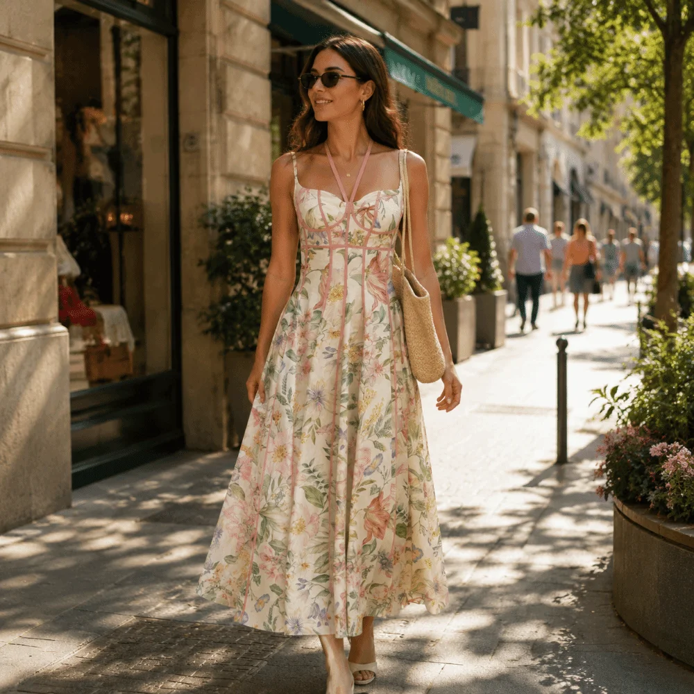 Female Flower Floral Printed Dress Waist-cinching Summer Lady Halter Dress Sleeveless Sweet Spaghetti Strap Dress Clothes
Female Flower Floral Printed Dress Waist-cinching Summer Lady Halter Dress Sleeveless Sweet Spaghetti Strap Dress Clothes