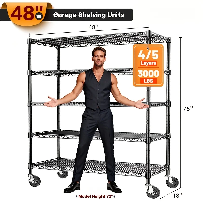 MZG Heavy-Duty Adjustable 5/4 Shelf Metal Storage Shelving Unit - Industrial Garage, Pantry, Kitchen, Workshop Organizer Tool-Fr
MZG Heavy-Duty Adjustable 5/4 Shelf Metal Storage Shelving Unit - Industrial Garage, Pantry, Kitchen, Workshop Organizer Tool-Fr