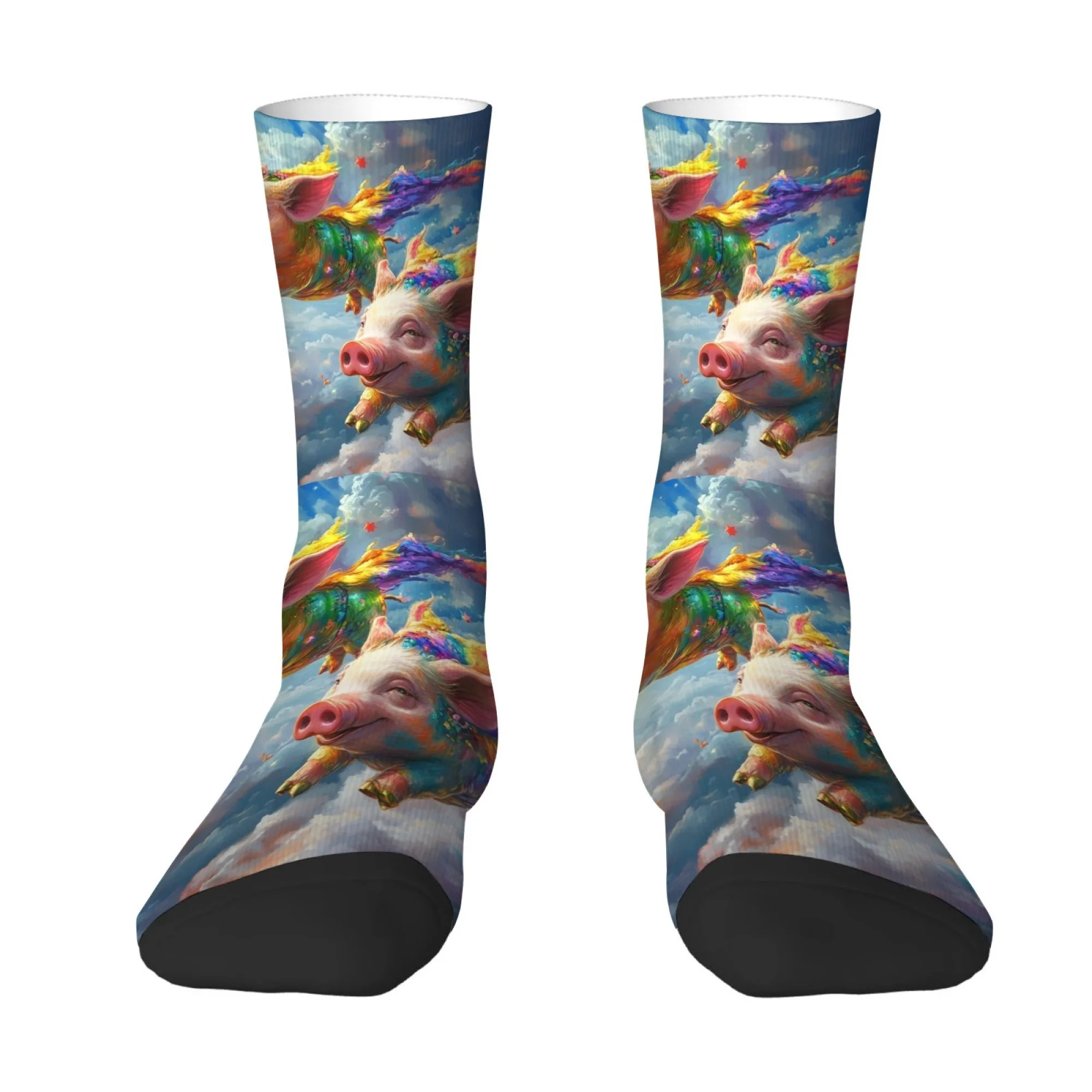 Vibrant and Colorful Flying Rainbow Pig Print Mid-calf Socks Oil Painting Style Unique Quirky Durable Breathable and Non-slip
Vibrant and Colorful Flying Rainbow Pig Print Mid-calf Socks Oil Painting Style Unique Quirky Durable Breathable and Non-slip