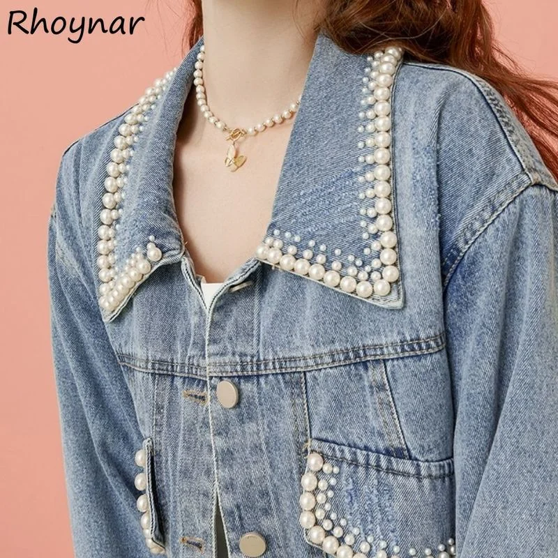 Basic Jackets Women Beading Design Denim Cropped Loose Korean Style Fashion Female Spring Street Wear Vintage Lovely Ladies Ins
Basic Jackets Women Beading Design Denim Cropped Loose Korean Style Fashion Female Spring Street Wear Vintage Lovely Ladies Ins
