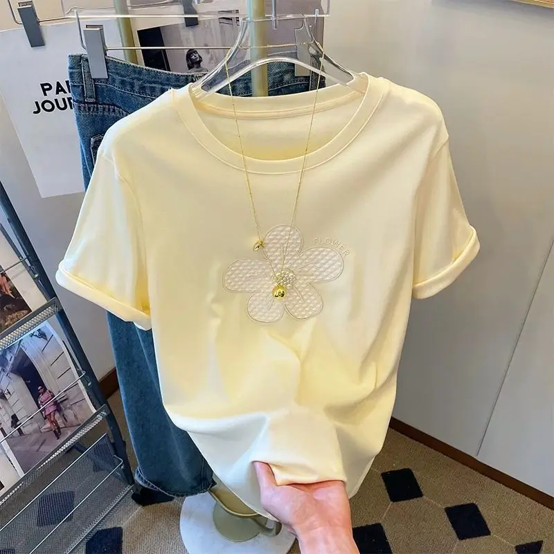 Stylish Thin Pure Cotton Summer Floral Short-sleeve T-shirt for Women Dopamine Top
Stylish Thin Pure Cotton Summer Floral Short-sleeve T-shirt for Women Dopamine Top