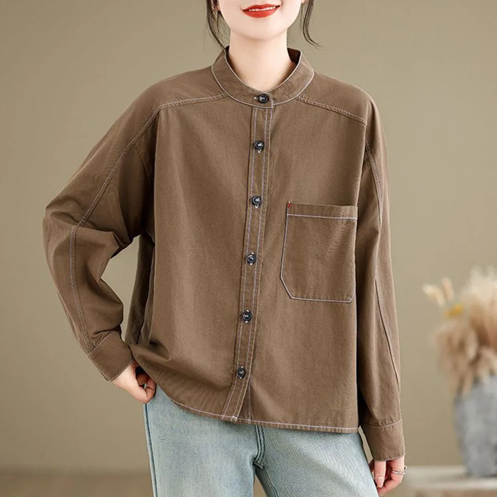 women's Spring New Open-Line Stitching Temperament Shirt Slim Coat Joker Loose Joker Casual Shirt Button Casual Simple Top
women's Spring New Open-Line Stitching Temperament Shirt Slim Coat Joker Loose Joker Casual Shirt Button Casual Simple Top