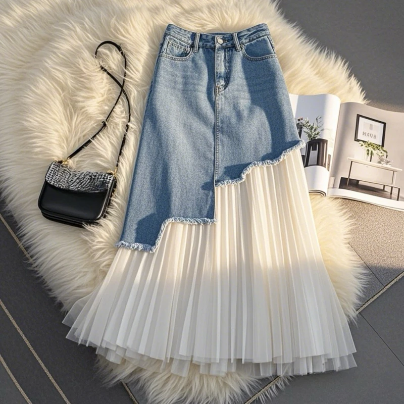2025 Spring Summer Women High Waisted Pleated Ripped Tassel A Line Long Denim Skirt , Designer Casual Skirts for Woman
2025 Spring Summer Women High Waisted Pleated Ripped Tassel A Line Long Denim Skirt , Designer Casual Skirts for Woman