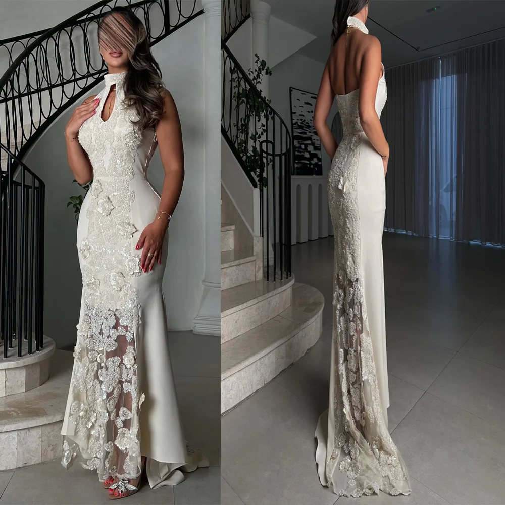 Elegant Scoop Neck Satin Backless Evening Dress with Shiny Floral Lace Sheath Long Prom Arab Gown Court Custom Made سيرين هيل
Elegant Scoop Neck Satin Backless Evening Dress with Shiny Floral Lace Sheath Long Prom Arab Gown Court Custom Made سيرين هيل