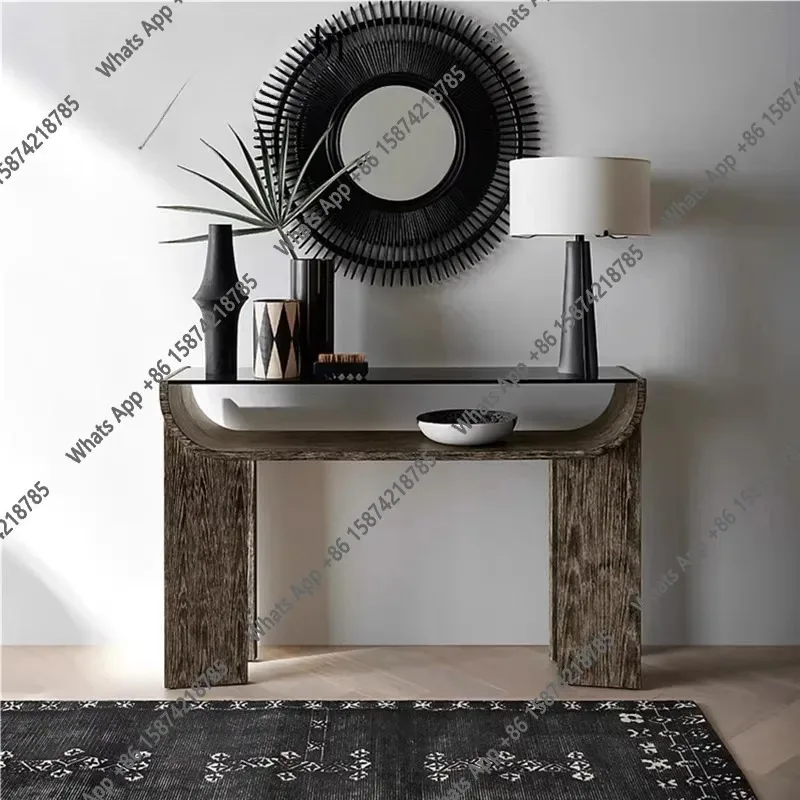 Medieval solid wood entrance table designer living room entry end view table custom American countryside
Medieval solid wood entrance table designer living room entry end view table custom American countryside