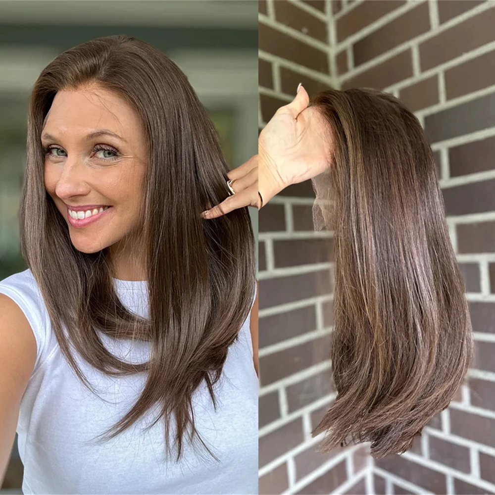 Medium Brown Bob Wig for Women Sunny Highlights Straight HD Lace Front Wig Synthetic Colored Wig Realistic Hairine Free Part Wig
Medium Brown Bob Wig for Women Sunny Highlights Straight HD Lace Front Wig Synthetic Colored Wig Realistic Hairine Free Part Wig