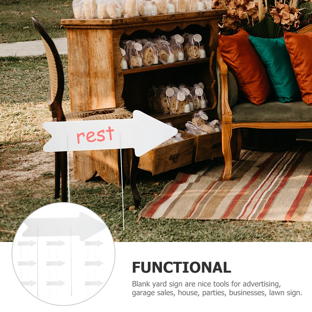 10Pcs Plastic Blank Yard Sign with Arrow Stake Sturdy Reusable Outdoor Lawn Ground Sign for Advertising Events
10Pcs Plastic Blank Yard Sign with Arrow Stake Sturdy Reusable Outdoor Lawn Ground Sign for Advertising Events