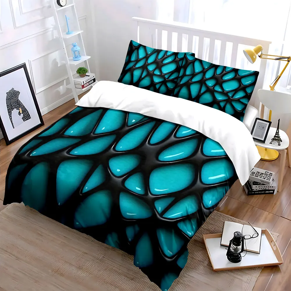 Blue and Black Abstract Mesh Pattern Bedding Set for Kids Luxury Gift 3pcs Digital Print Comforter Set Soft Comfortable
Blue and Black Abstract Mesh Pattern Bedding Set for Kids Luxury Gift 3pcs Digital Print Comforter Set Soft Comfortable