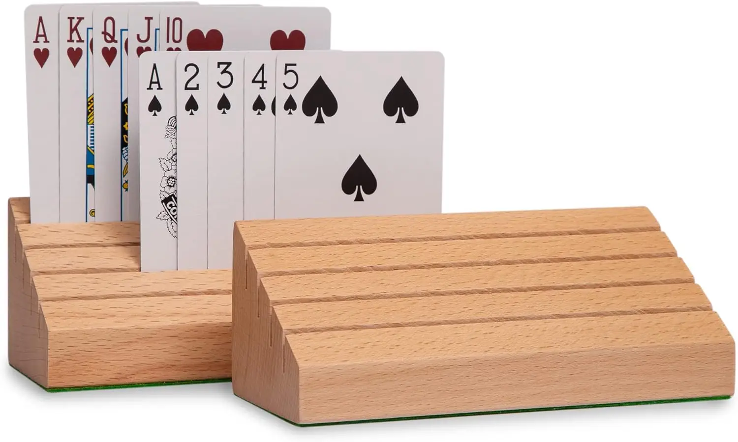 Standard Size Solid Beechwood Playing Card Holder 2-Piece Set for Card Storage with Flannel Bottom
Standard Size Solid Beechwood Playing Card Holder 2-Piece Set for Card Storage with Flannel Bottom