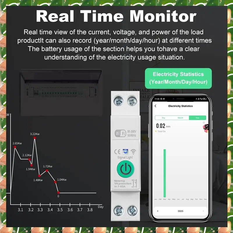 Автоматический выключатель JAJA, переключатель на DIN-рейку, голосовое управление мобильным телефоном 1-63A с измерением 
Автоматический выключатель JAJA, переключатель на DIN-рейку, голосовое управление мобильным телефоном 1-63A с измерением