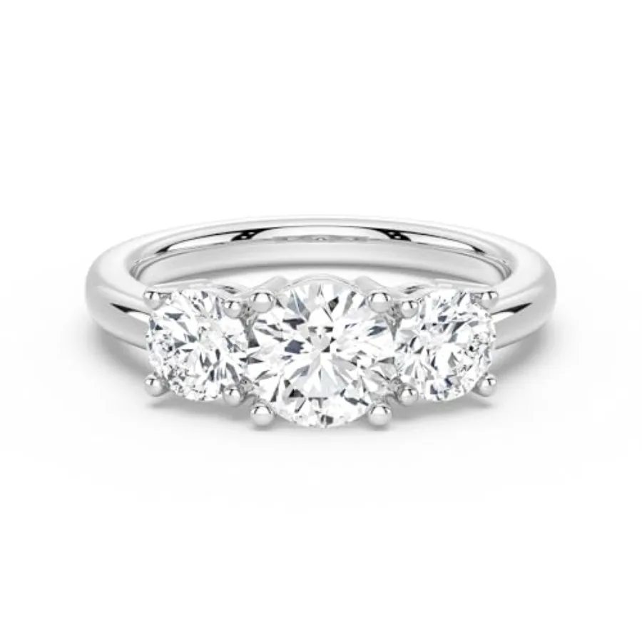 MSBLUE 2ct Round Cut Moissanite Engagement Ring, Sterling Silver Three-Stone Design Anniversary Band
MSBLUE 2ct Round Cut Moissanite Engagement Ring, Sterling Silver Three-Stone Design Anniversary Band