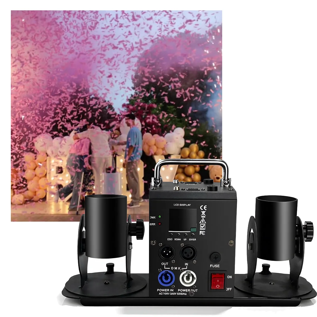 DMX512 2 Channel Remote Control Battery Powered Dual Streamer Ribbon Transmitter Confetti Cannon
DMX512 2 Channel Remote Control Battery Powered Dual Streamer Ribbon Transmitter Confetti Cannon