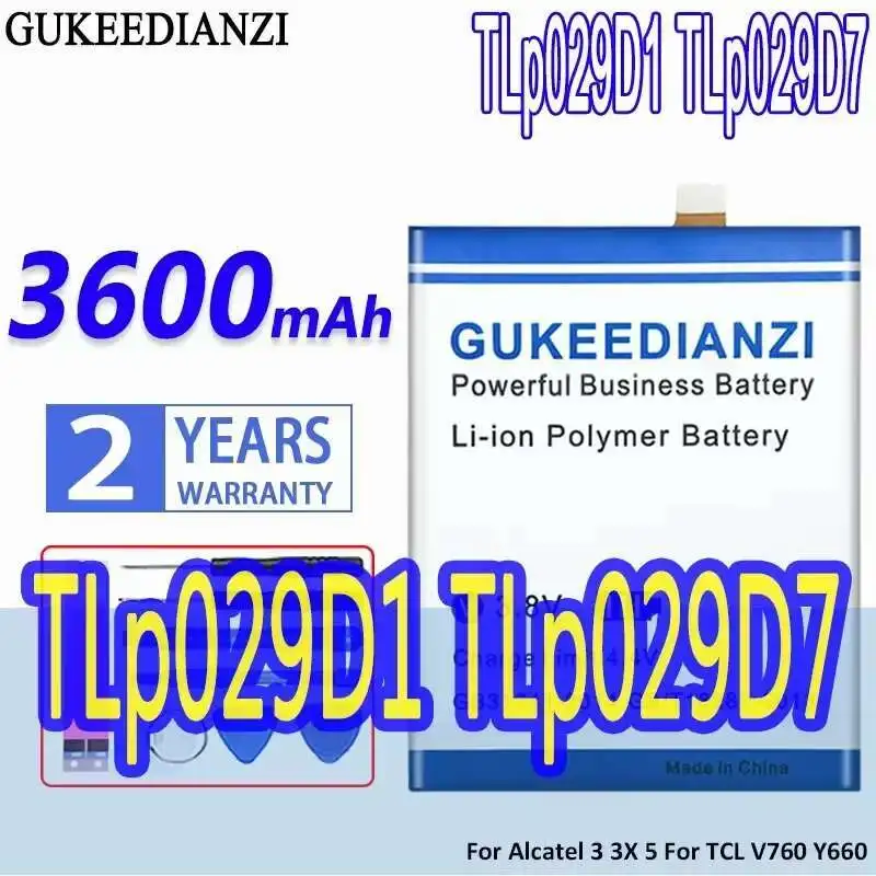 Durable For Alcatel 3 3X 5 For Tcl V760 Y660 3600mAh Mobile Phone Battery TLp029D1 TLp029D7
Durable For Alcatel 3 3X 5 For Tcl V760 Y660 3600mAh Mobile Phone Battery TLp029D1 TLp029D7