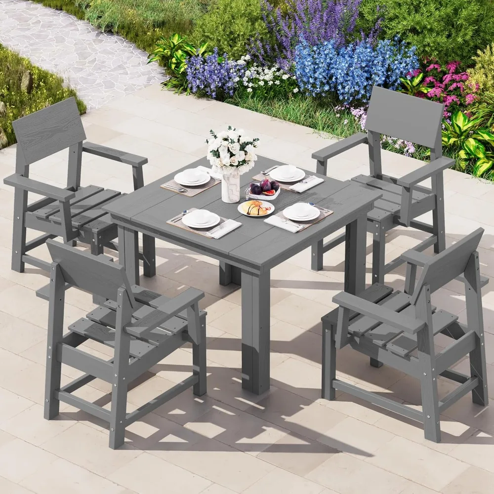HDPE Outdoor Dining Set, Patio Table and Chairs Set All Weather Patio Dining Set for 4, 5-Piece Patio Dining Furniture for Deck
HDPE Outdoor Dining Set, Patio Table and Chairs Set All Weather Patio Dining Set for 4, 5-Piece Patio Dining Furniture for Deck